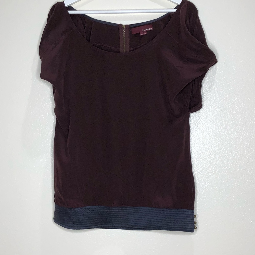 Line & Dot Silk Draped Sleeve Top
